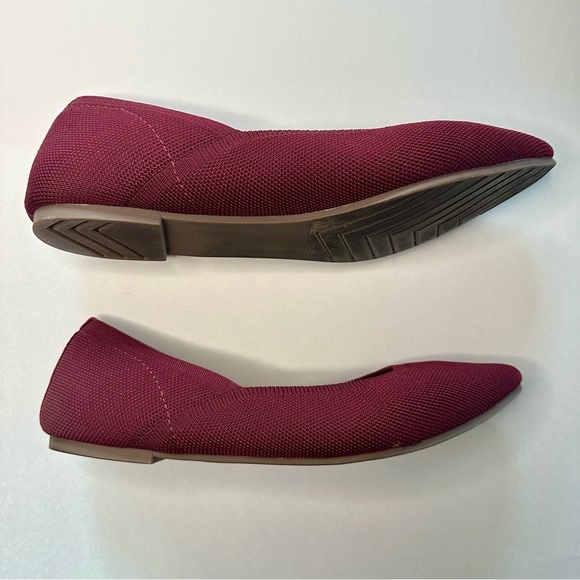 CYNTHIA ROWLEY Pointed Toe Knit Chelsea Slip In Burgundy Ballet Flat 9M - Picture 4 of 11